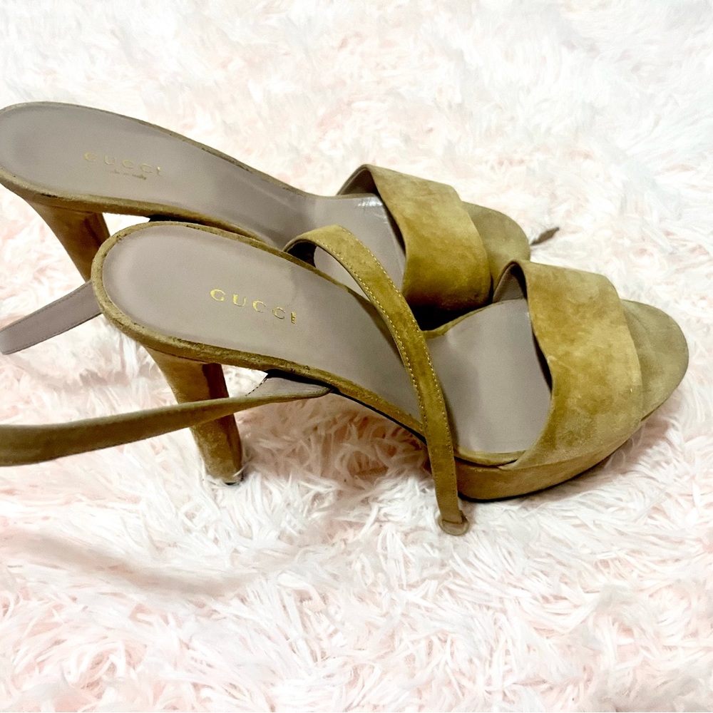 Beige Faux Fur Gucci Heels